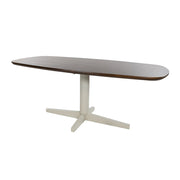 Eetkamertafel 160, deens ovaal, poot Beige, Mango Brown Walnut