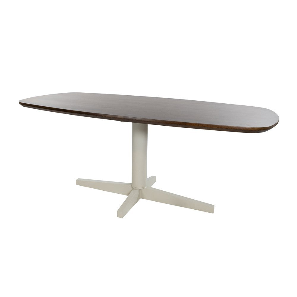 Eetkamertafel 190, deens ovaal, poot Beige, Mango Brown Walnut
