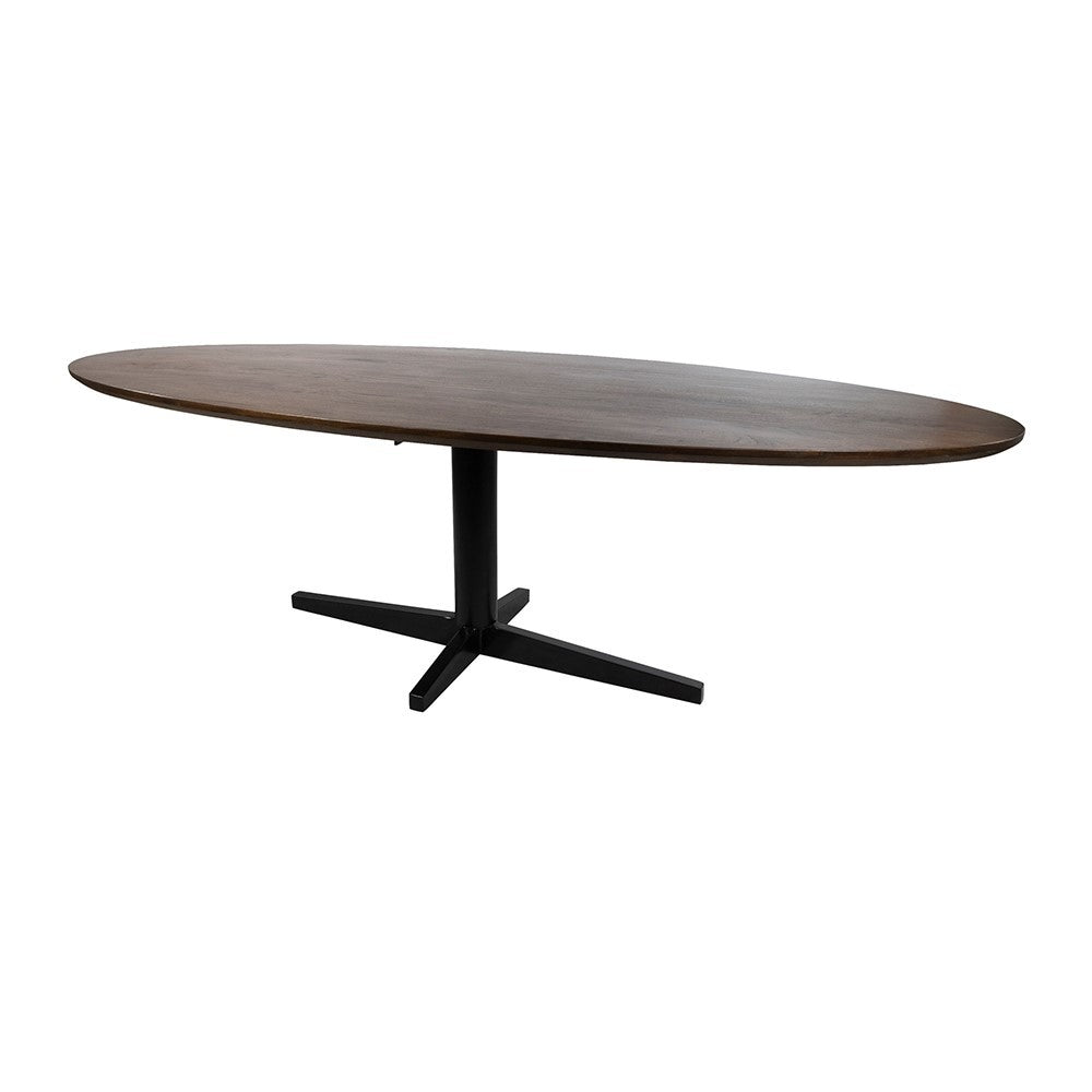 Eetkamertafel 220, ovaal, poot Black, Mango Brown Walnut