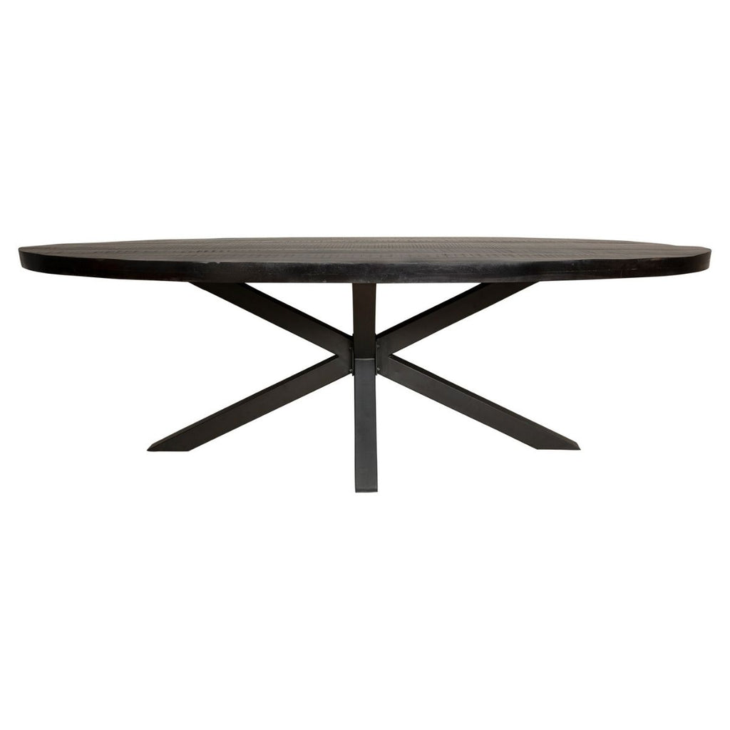 Ovale eetkamertafel Denver Black van zwart mangohout, 240 cm - De Friese Meubeljongens