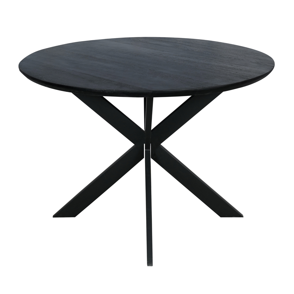 Eiken eettafel Ferris | Rond 110 cm | Zwart