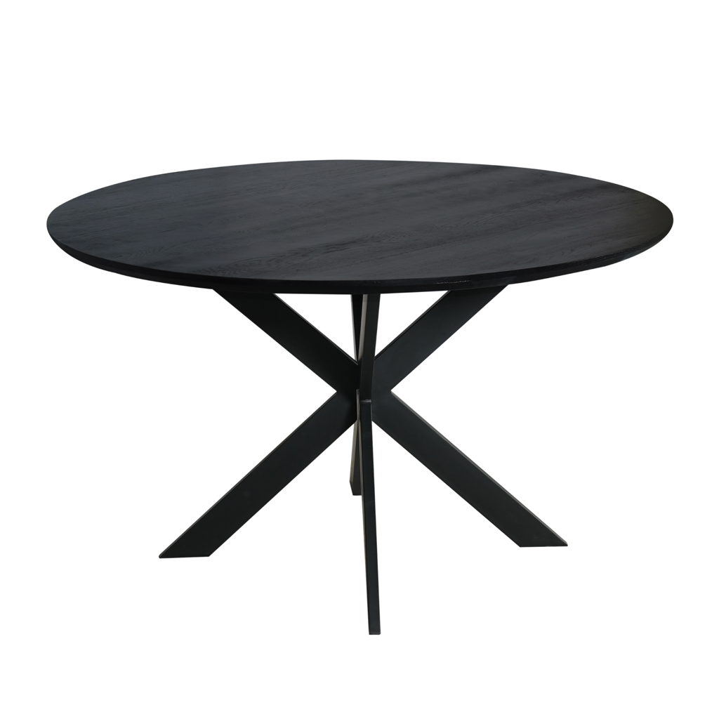 Eiken eettafel Ferris | Rond 130 cm | Zwart