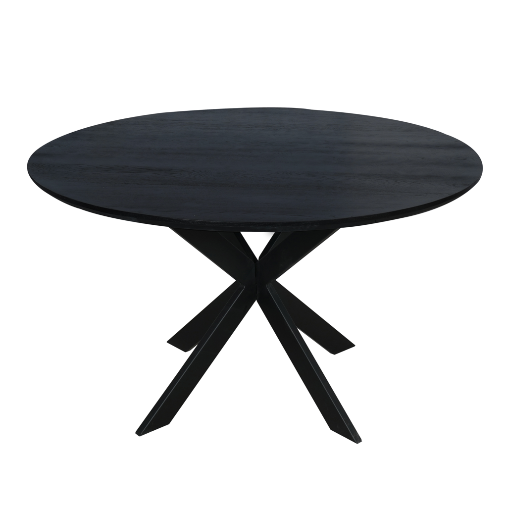 Eiken eettafel Ferris | Rond 130 cm | Zwart