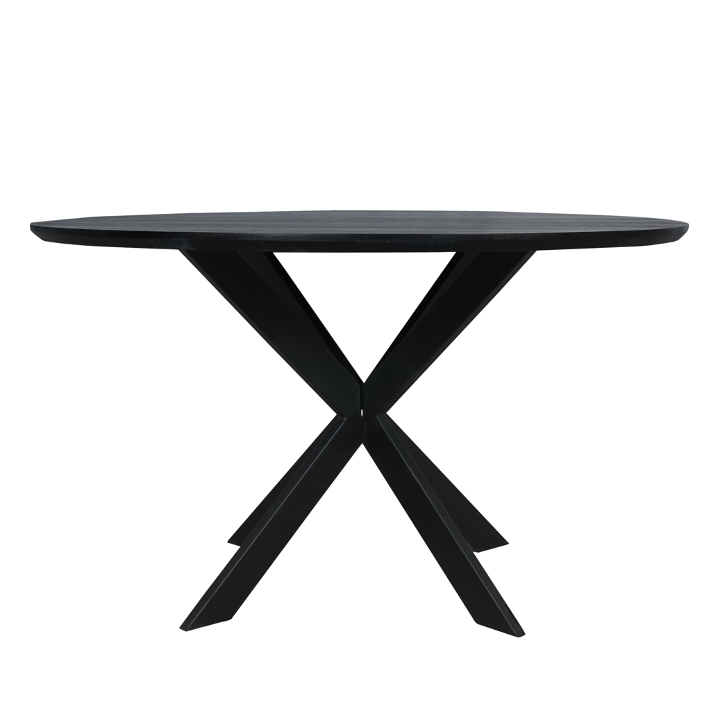 Eiken eettafel Ferris | Rond 130 cm | Zwart