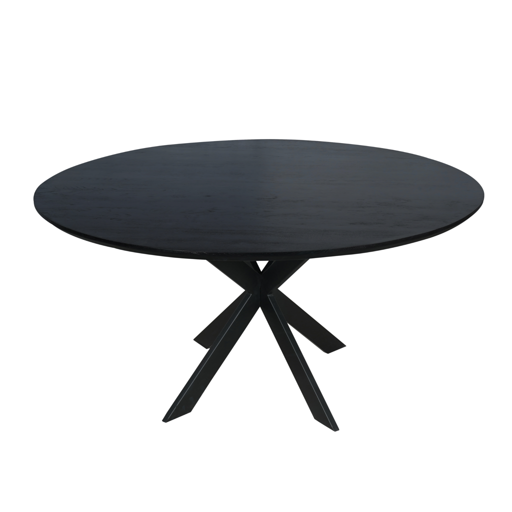 Eiken eettafel Ferris | Rond 150 cm | Zwart