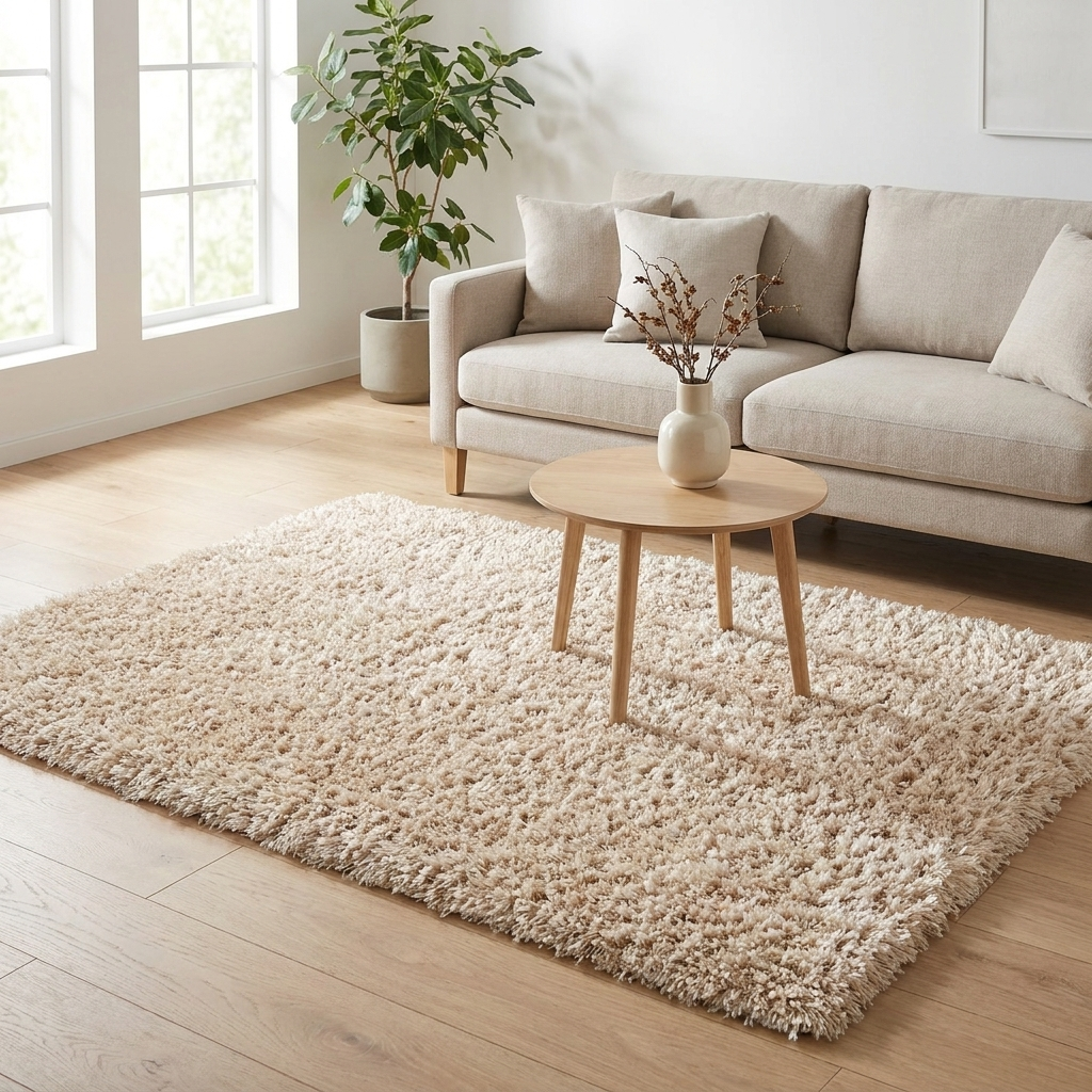 Vloerkleed Richmond Crème in sfeervolle woonkamer