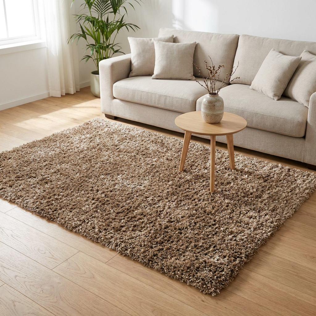 Vloerkleed Richmond Taupe in sfeervolle woonkamer