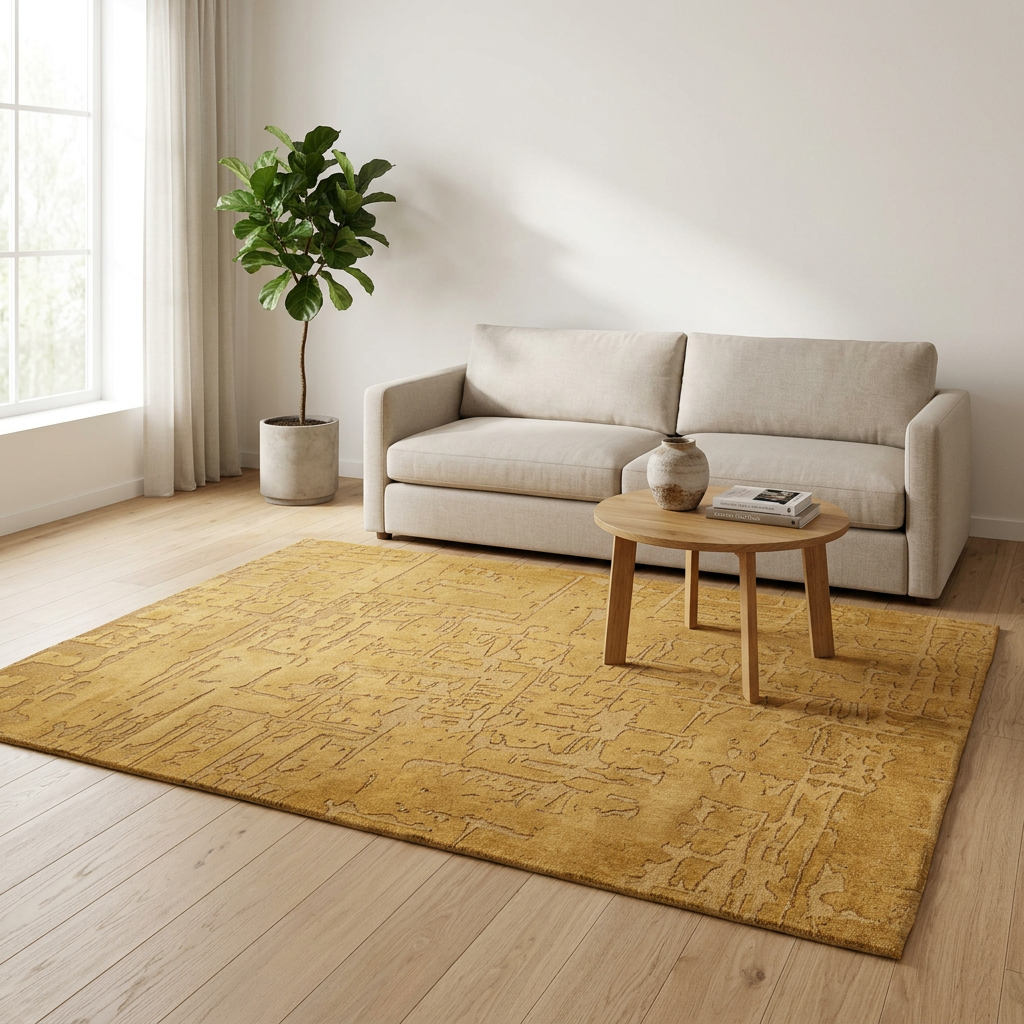Vloerkleed Structures Goud sfeerfoto