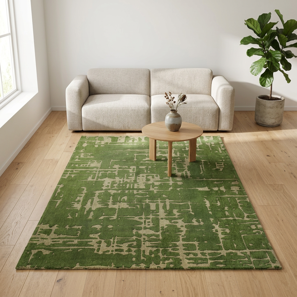 Vloerkleed Structures Groen sfeerfoto