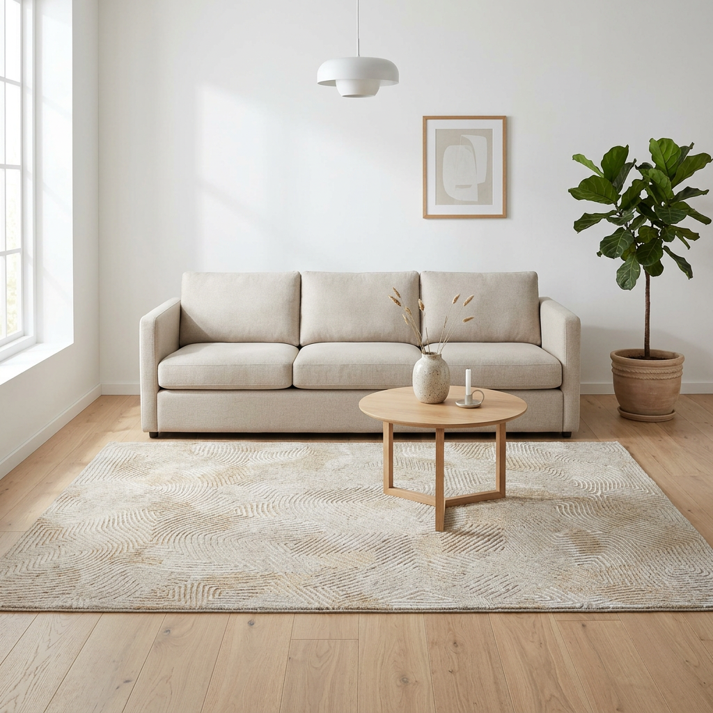 Vloerkleed Meditation Beige sfeerfoto