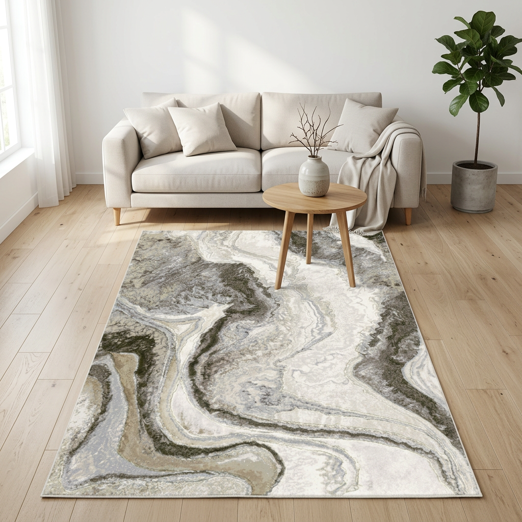 Vloerkleed Aspen Grijs Marmer sfeerfoto