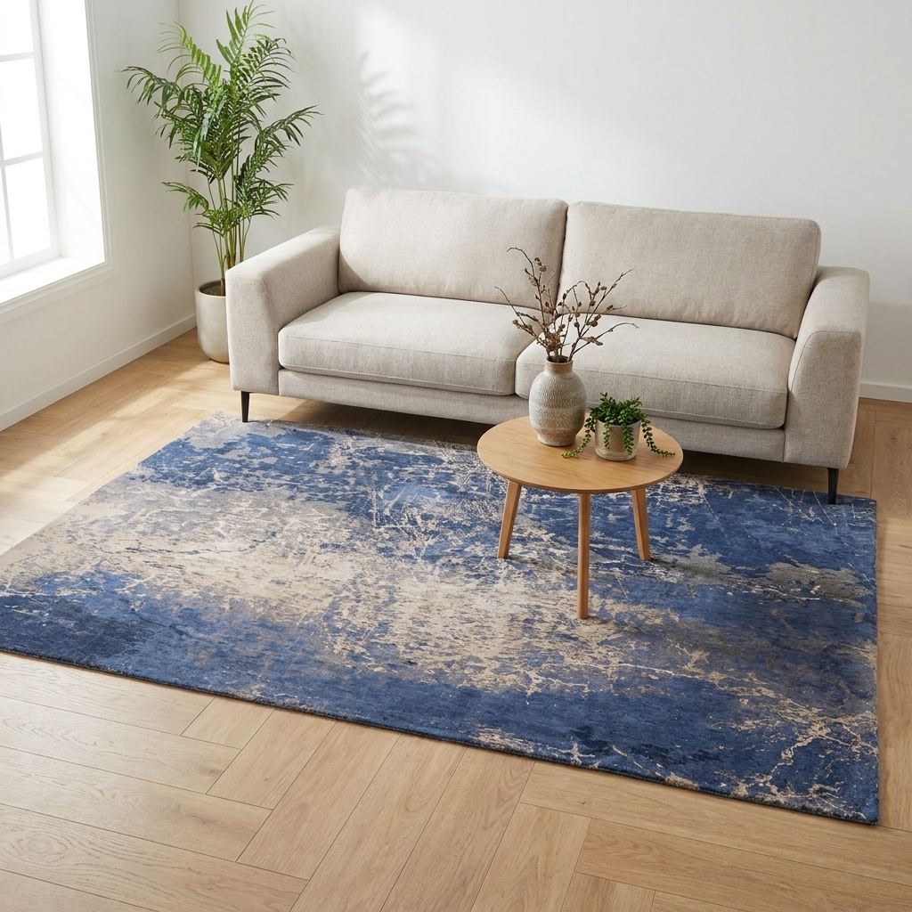 Vloerkleed Mad Men Cracks Abyss Blue sfeerfoto