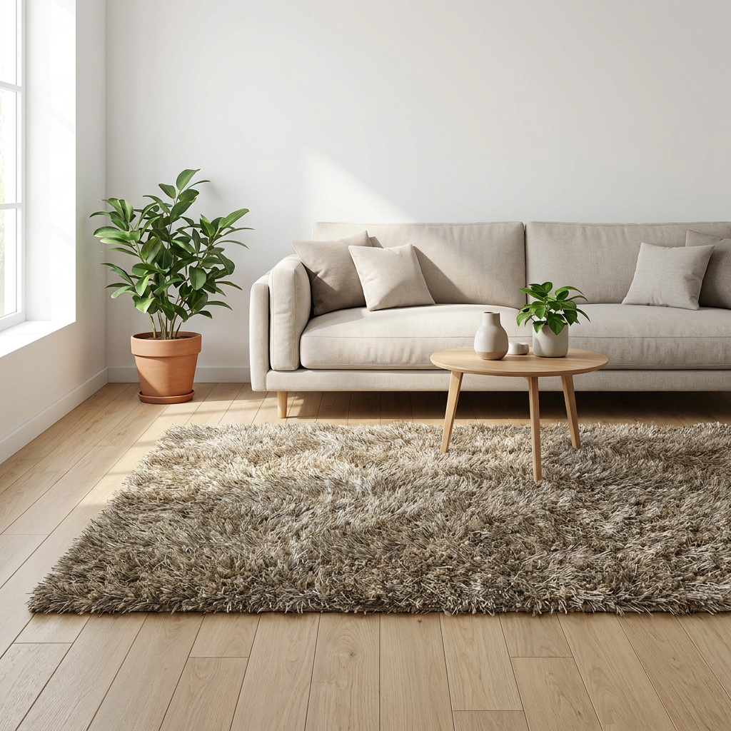 Vloerkleed Love Shaggy Beige sfeerfoto