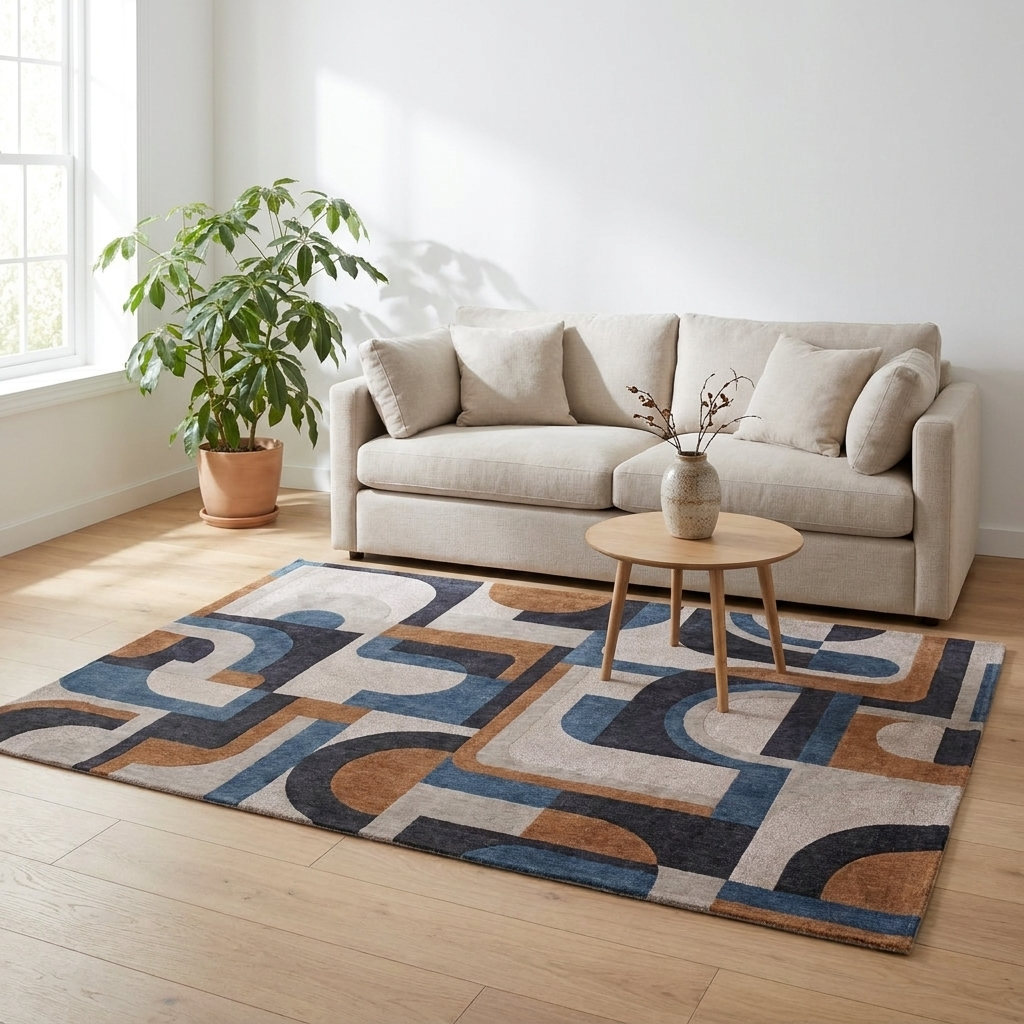 Vloerkleed Nuance Blauw Multicolor sfeerfoto