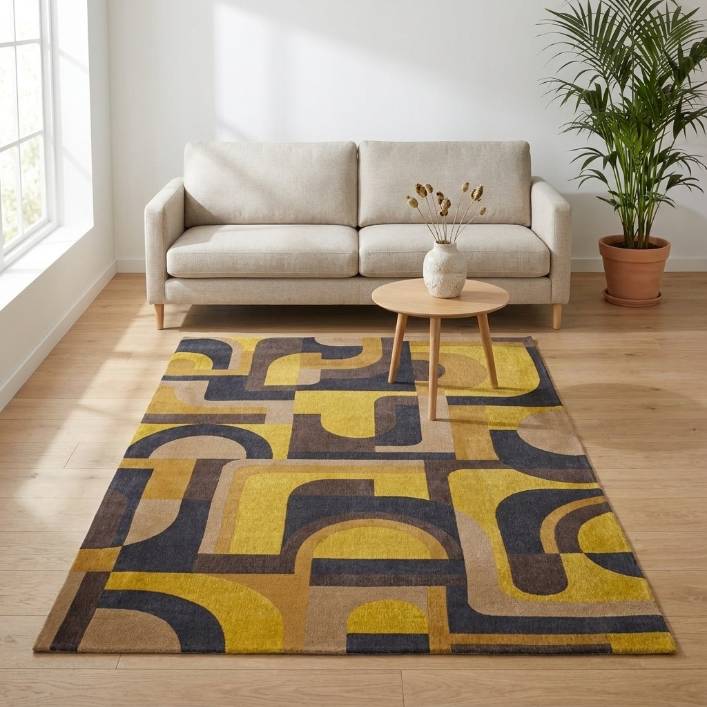 Vloerkleed Nuance Okergeel Multicolor sfeerfoto