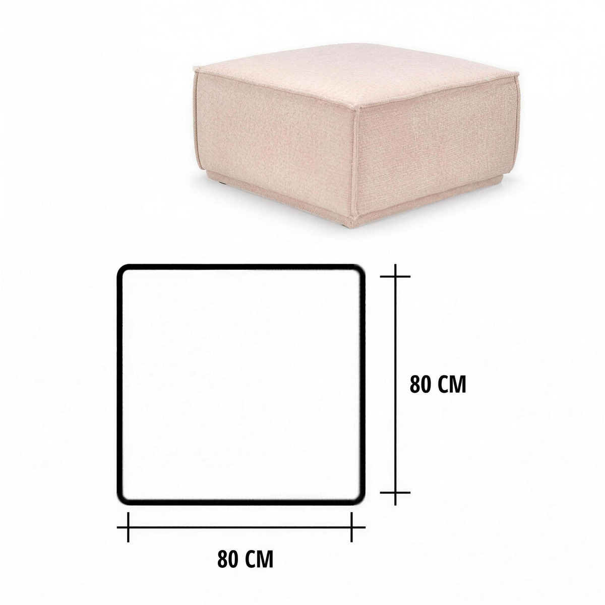 Hocker Pieter 80x80 stof Natural - MaxLiving hocker