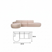 Hoekbank Pieter 2.5-zits met longchair rond links stof Natural - MaxLiving hoekbank