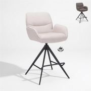 Barkruk met armleuning Wessel zithoogte 65 cm stof Natural met zwarte poten - MaxLiving barkruk