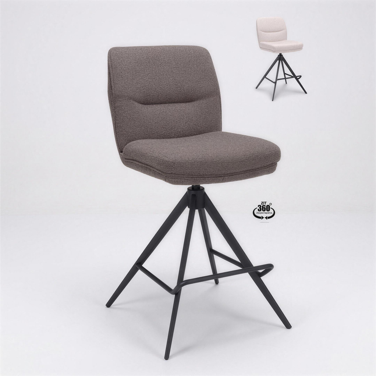 Barkruk Wessel zithoogte 65 cm stof bruin met zwarte poten - MaxLiving barkruk