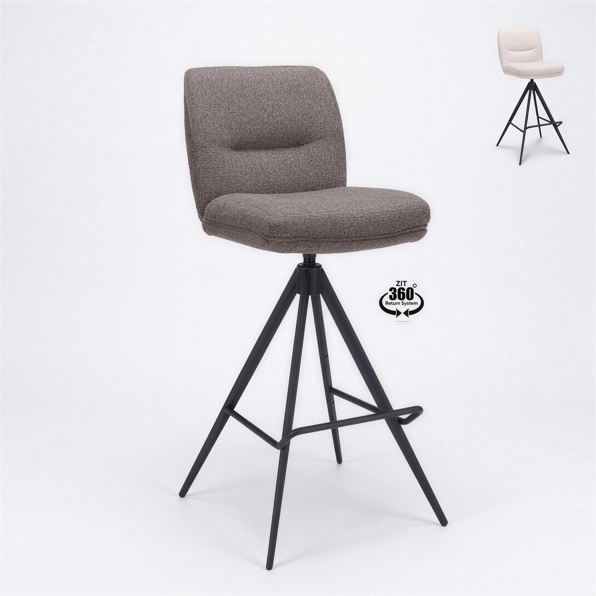 Barkruk Wessel zithoogte 80 cm stof bruin met zwarte poten - MaxLiving barkruk