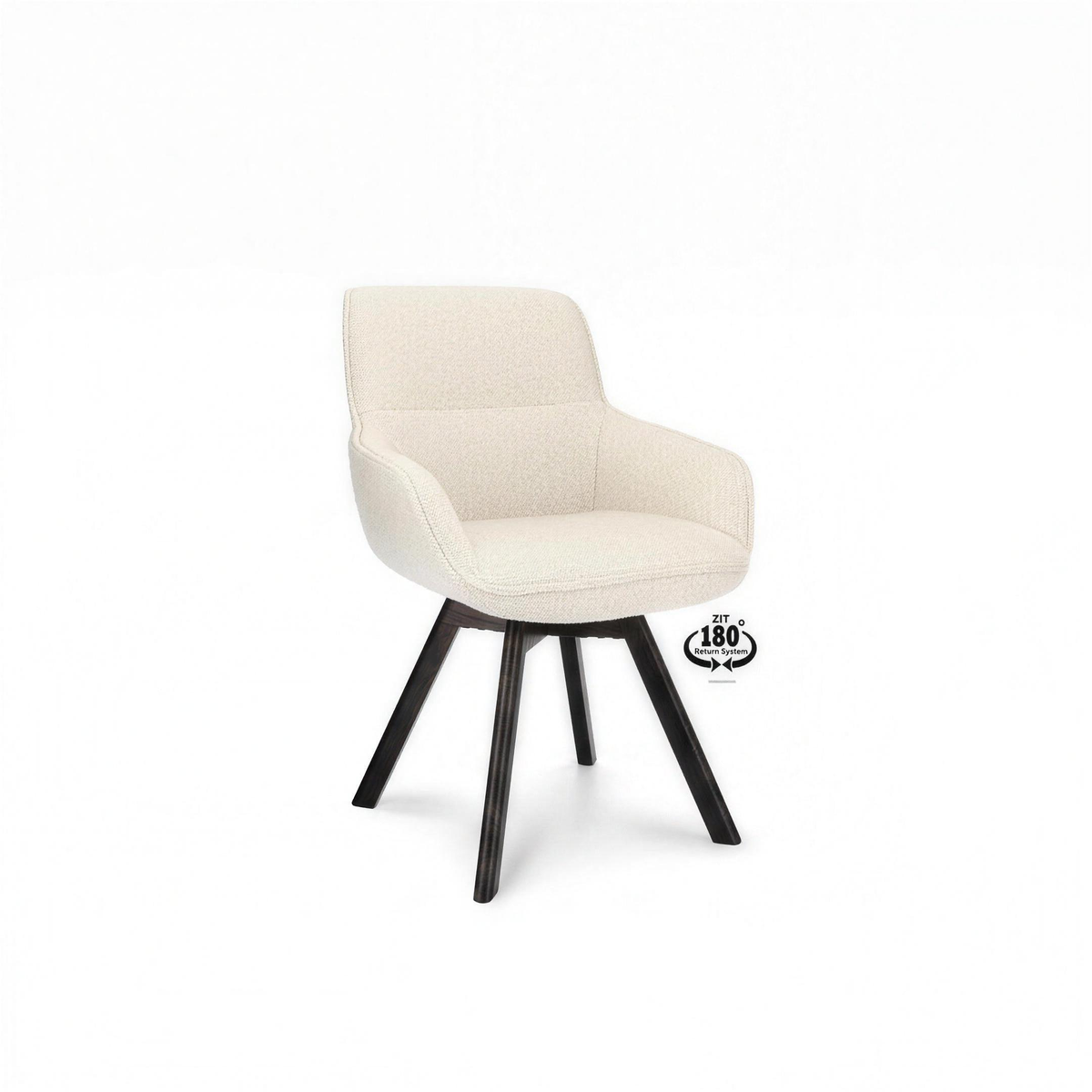 Armstoel Folkert stof Natural met zwart eiken poot en 180 graden return-system - MaxLiving armstoel