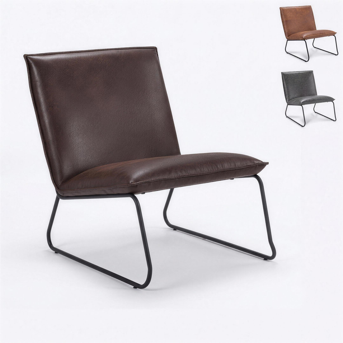 Fauteuil Hidde 1-seater stof bruin met gun color frame - MaxLiving fauteuil