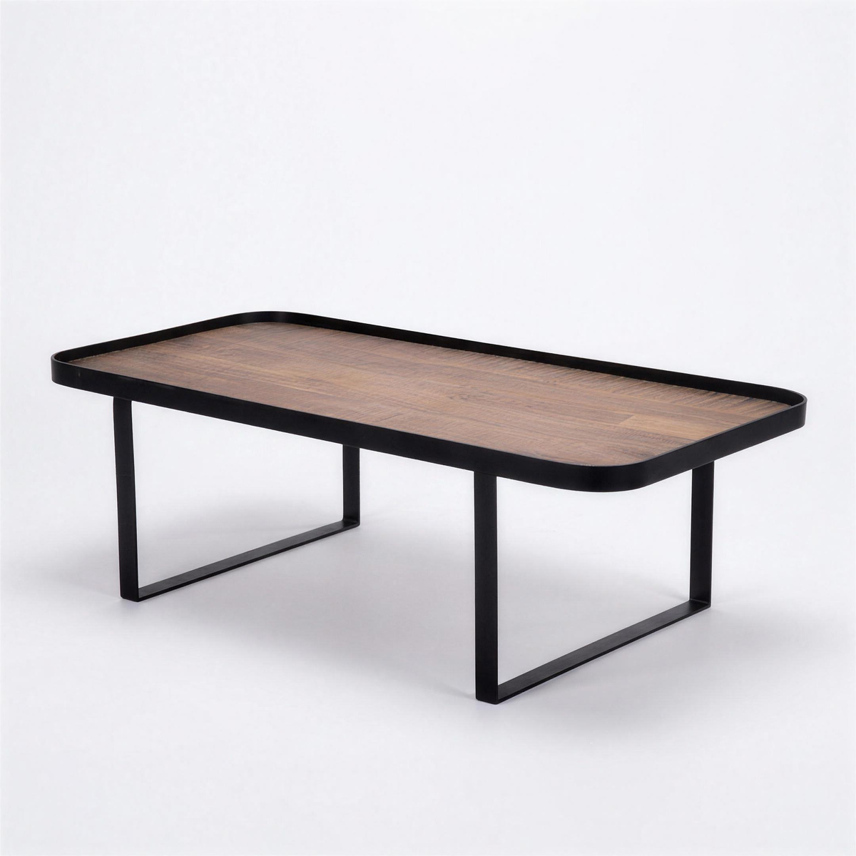 Salontafel Wytze 002 120x60 hout naturel met matzwart metalen onderstel - MaxLiving salontafel
