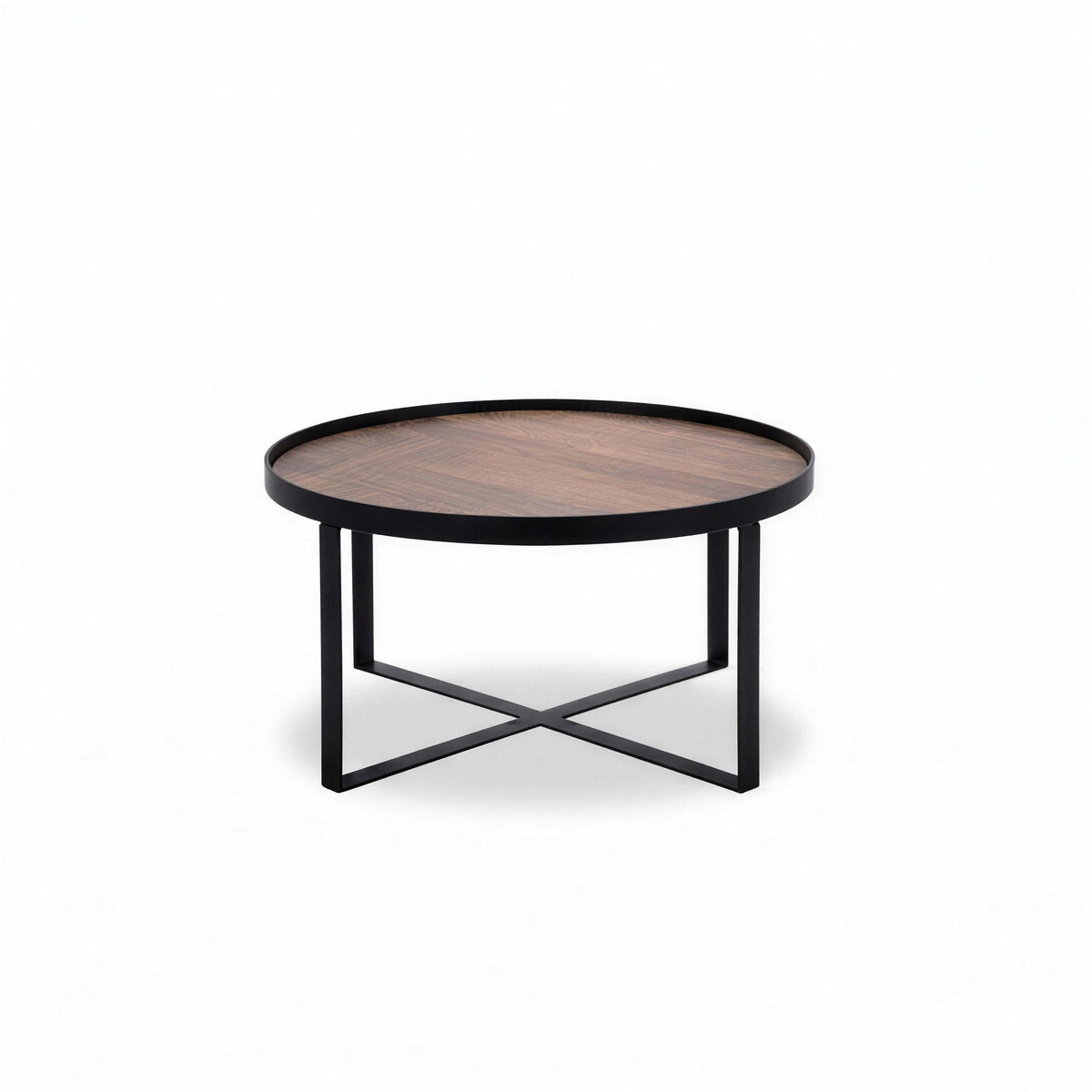 Salontafel Wytze 003 80 cm hout naturel met matzwart metalen onderstel - MaxLiving salontafel