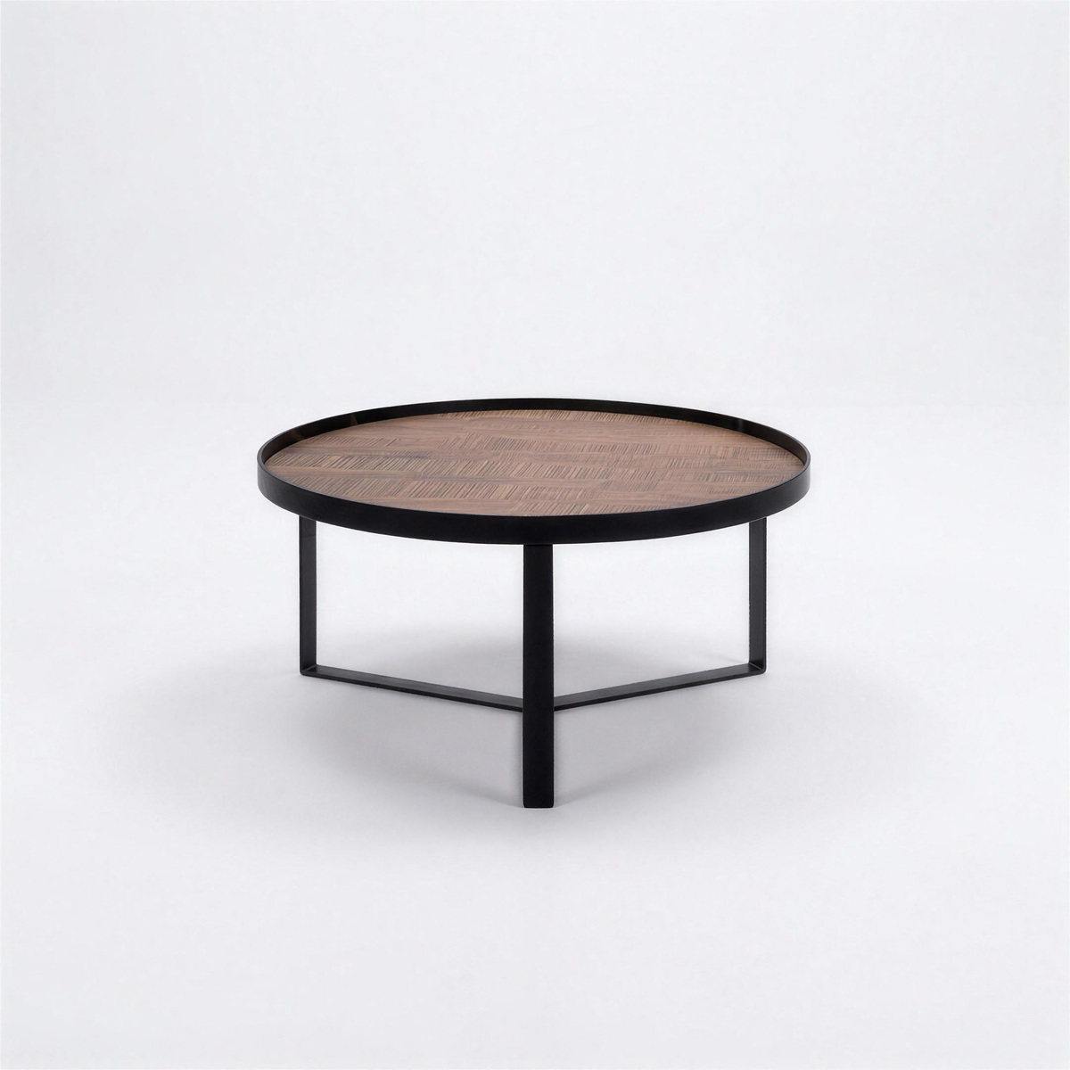 Salontafel Wytze 004 80 cm hout naturel met matzwart metalen onderstel - MaxLiving salontafel