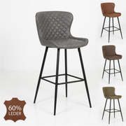 Barkruk Femke zithoogte 80 cm microleder Graphite met zwarte poot - MaxLiving barkruk