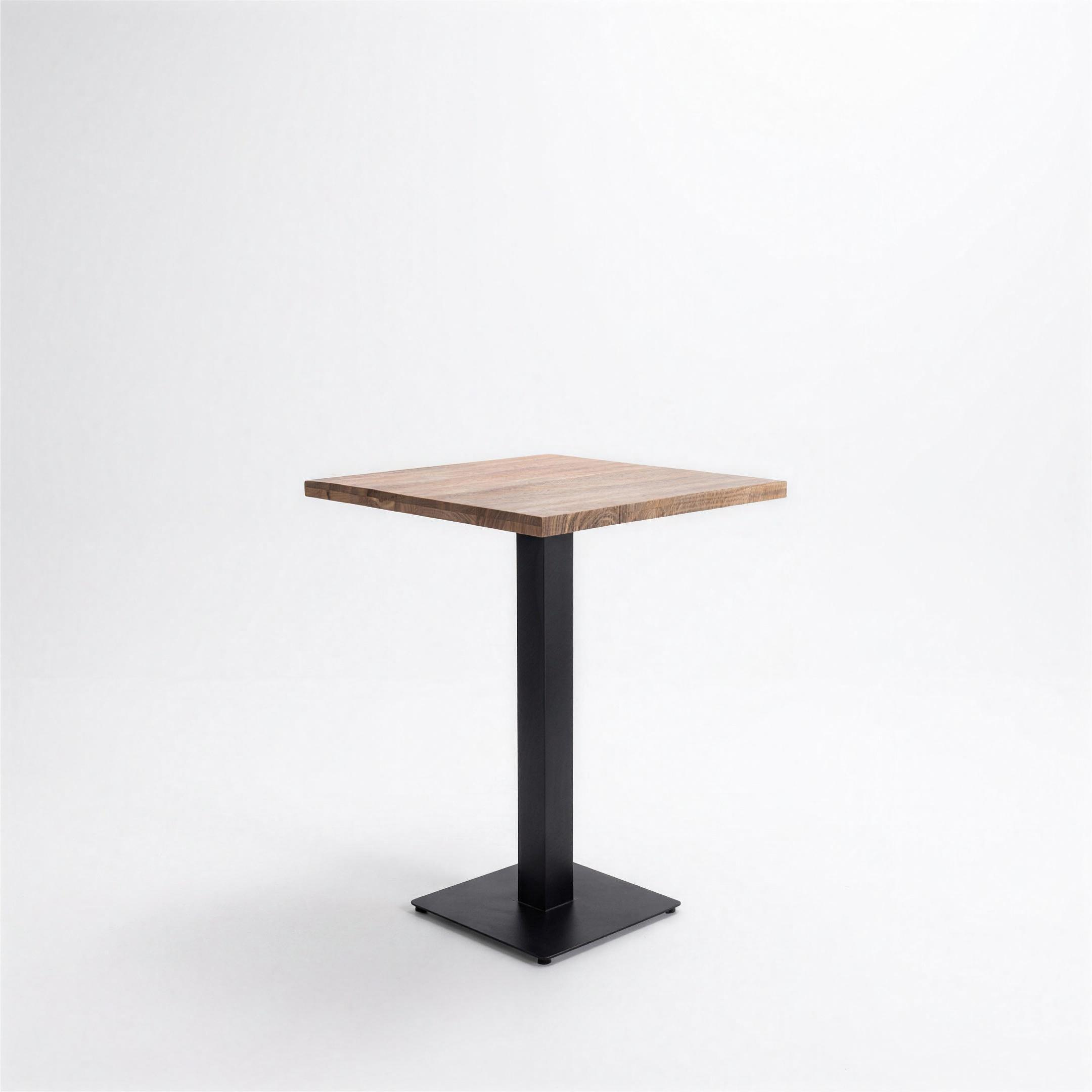 Bartafel Pim 80x80 hout naturel met zwart tafelonderstel - MaxLiving bartafel