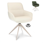 Armstoel Eelke stof Natural met poten Smoked Cream en 360 graden return-systeem - MaxLiving armstoel
