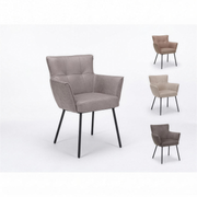 Armstoel Pier microleder Clay met zwarte poten - MaxLiving armstoel