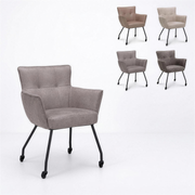 Armstoel Pier on Wheel microleder Clay met zwarte poten op wielen - MaxLiving armstoel