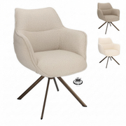 Armstoel Marten stof Ecru met bronzen poot, 360 graden draaibaar - MaxLiving armstoel