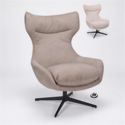 Fauteuil Harm stof Mocca met zwarte poot, 360 graden draaibaar - MaxLiving fauteuil