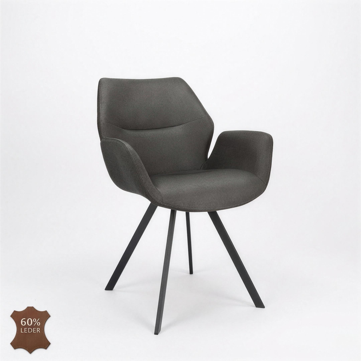 Armstoel Vincent microleder Anthracite met zwarte poten - MaxLiving armstoel