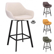 Barkruk met armleuning Floris zithoogte 65 cm stof Shell met zwarte poten - MaxLiving barkruk