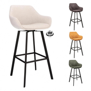 Barkruk met armleuning Floris zithoogte 80 cm stof Shell met zwarte poten - MaxLiving barkruk