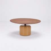 Salontafel Lieke 004 rond 80x38 cm walnoot met cognac poot - MaxLiving salontafel