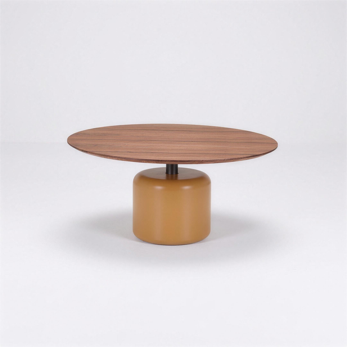 Salontafel Lieke 004 rond 80x38 cm walnoot met cognac poot - MaxLiving salontafel