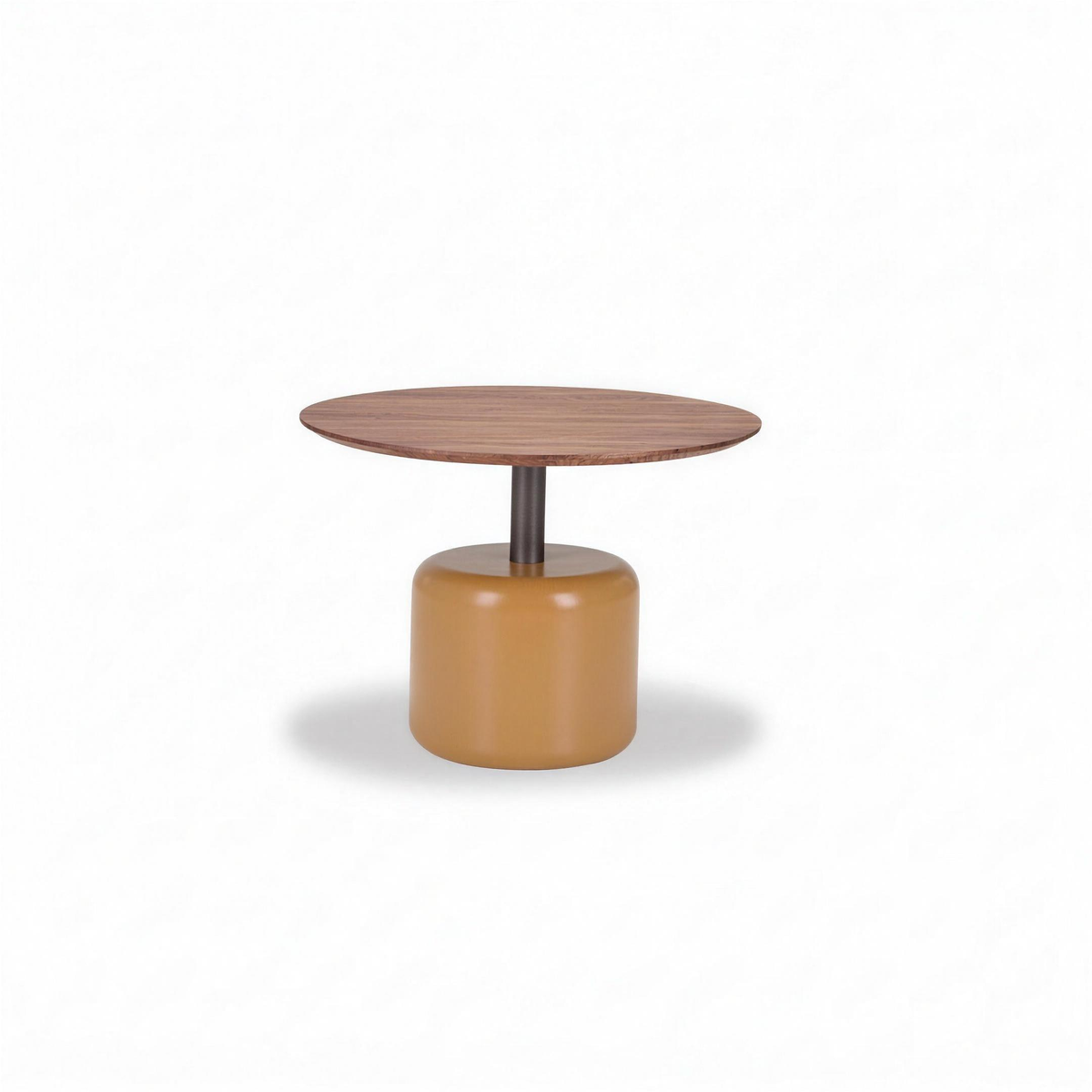 Salontafel Lieke 005 rond 60x44 cm walnoot met cognac poot - MaxLiving salontafel