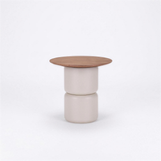 Bijzettafel Lieke 006 rond 55x53 cm walnoot met off white poot - MaxLiving bijzettafel