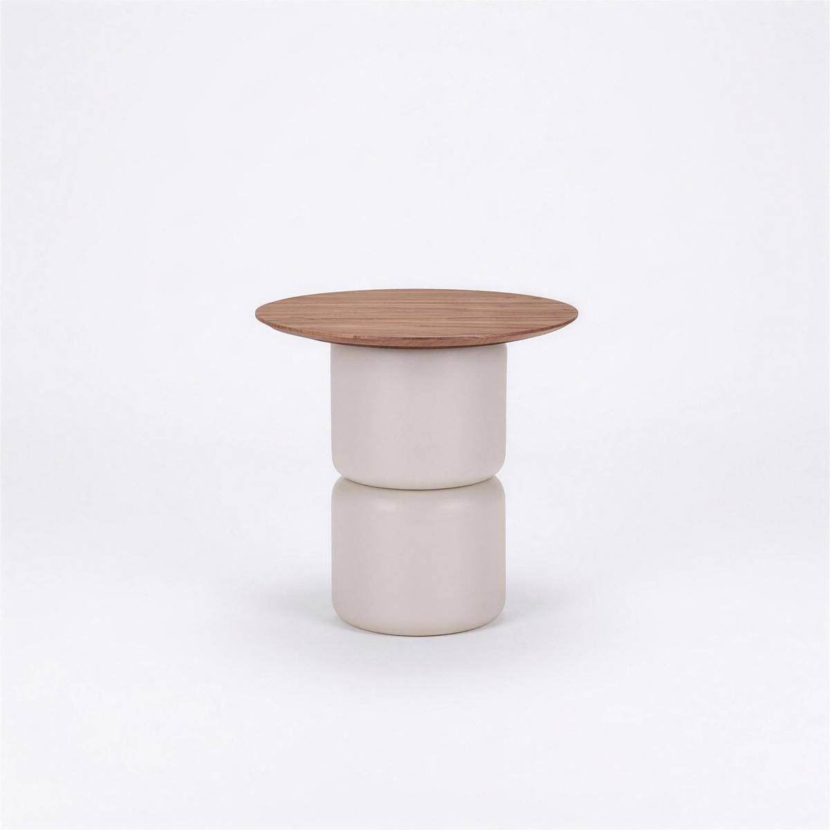 Bijzettafel Lieke 006 rond 55x53 cm walnoot met off white poot - MaxLiving bijzettafel