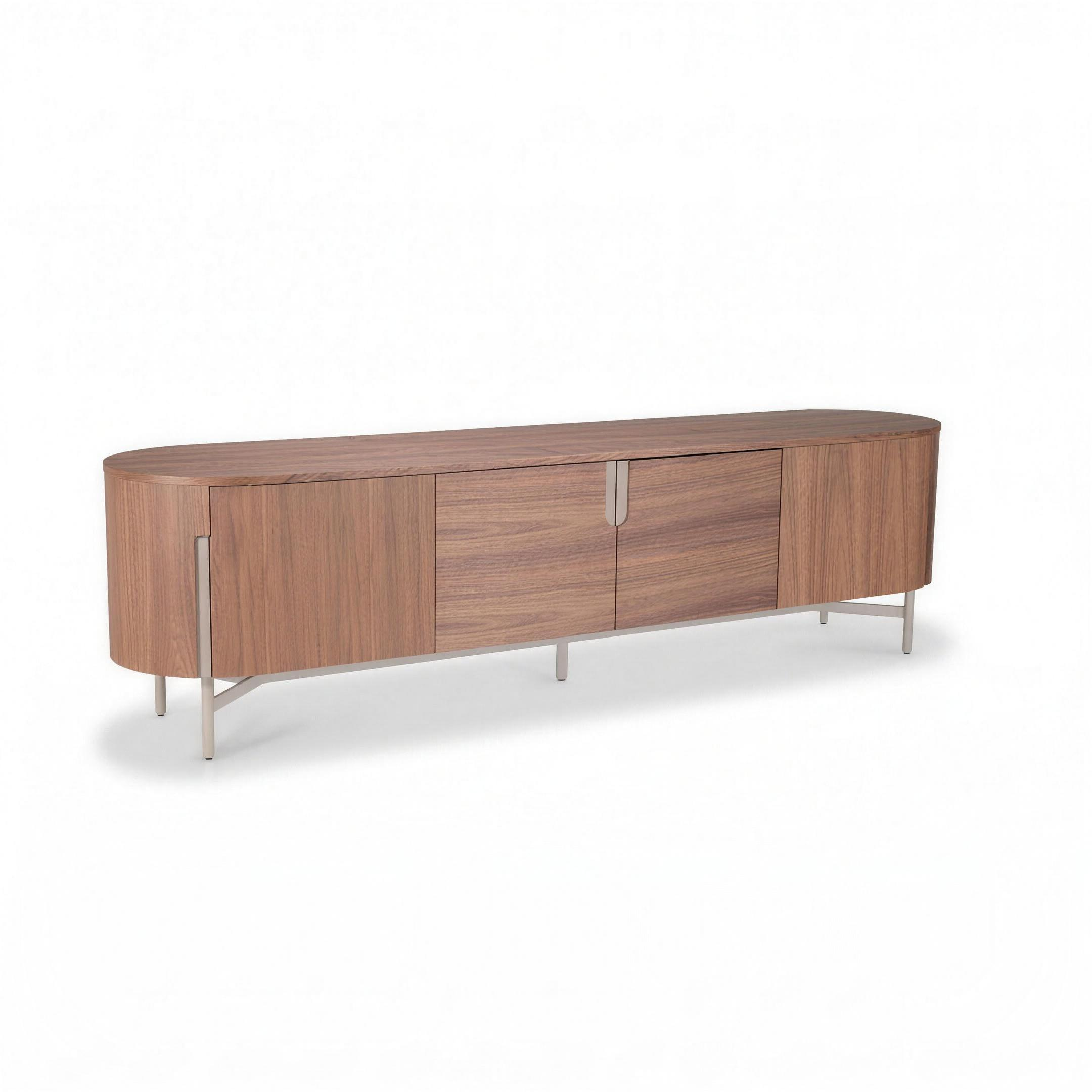 TV-meubel Lieke 009 soft-close 220x50x60 cm walnoot met creme poot - MaxLiving tv-meubel