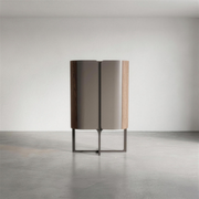 Wandkast Lieke 010 100x50x160 cm walnoot met bronzen poot - MaxLiving wandkast
