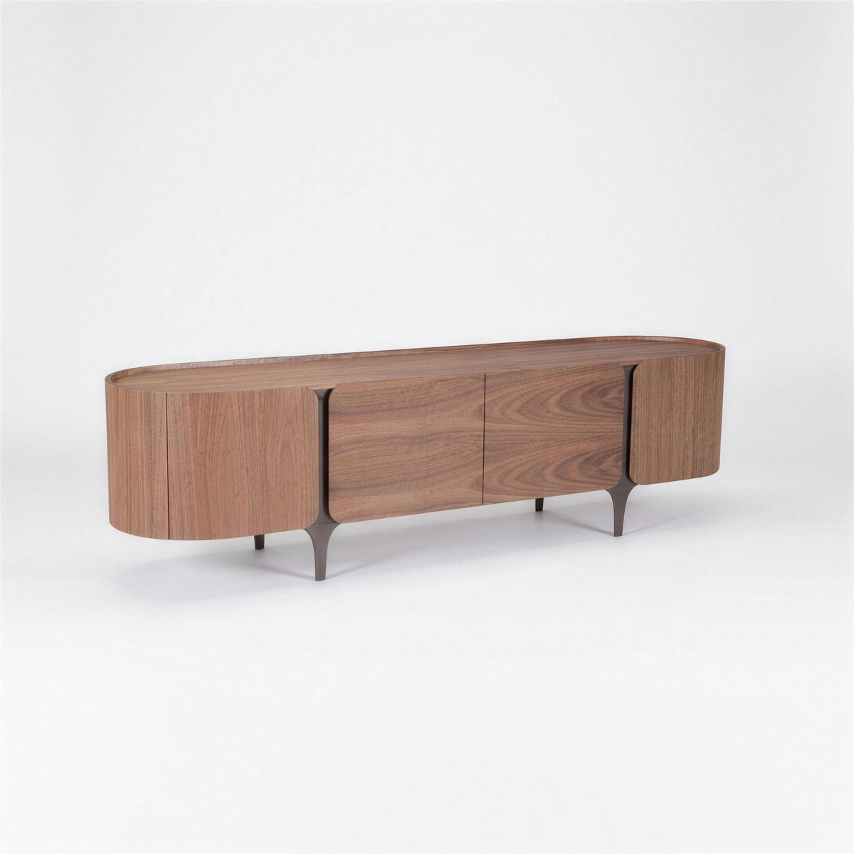 TV-meubel Lieke 008 soft-close 200x50x55 cm walnoot met bronzen poot - MaxLiving tv-meubel