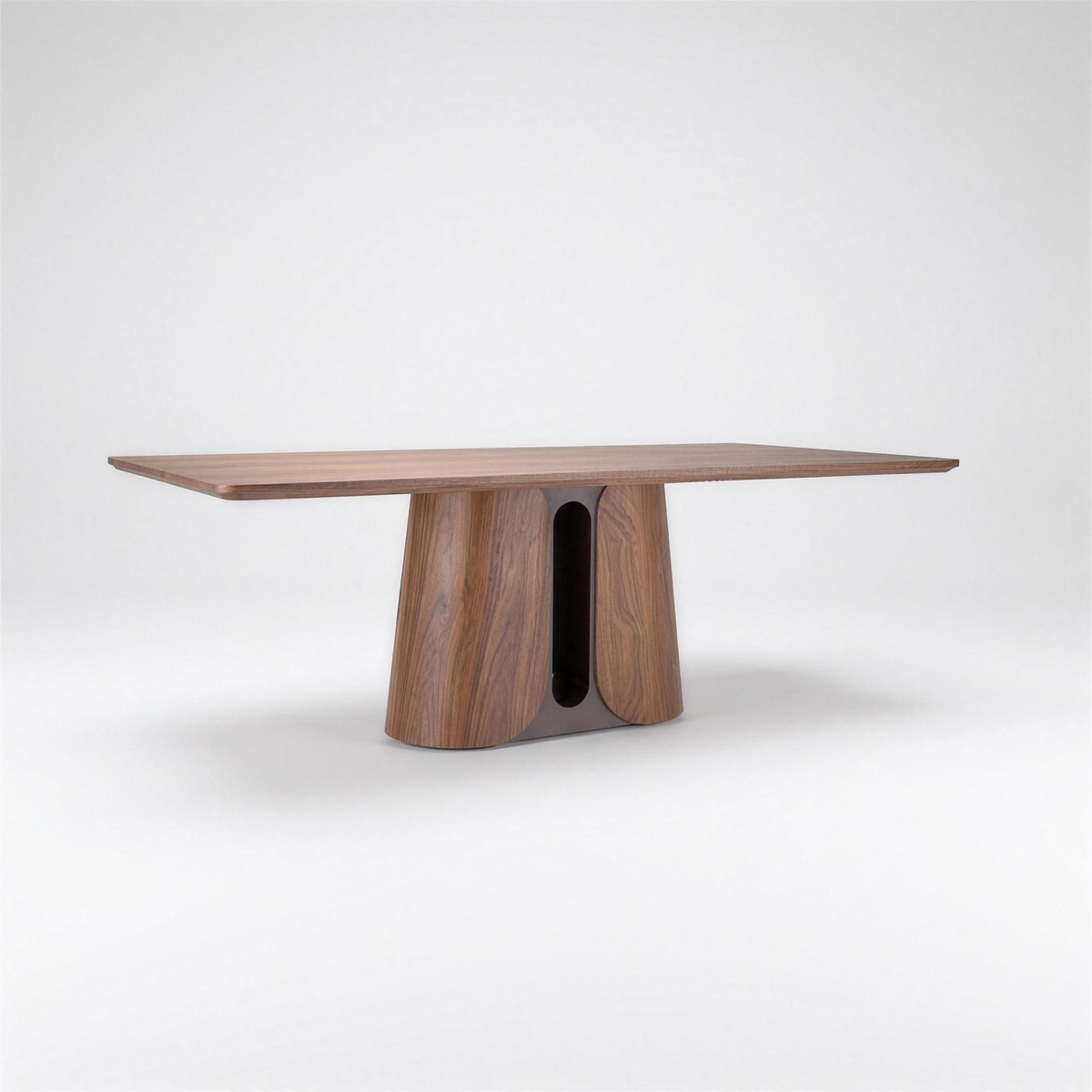 Eettafel Lieke 012 walnoot afgeronde hoeken 220x110 met bronzen poot - MaxLiving eettafel
