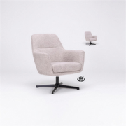 Fauteuil Tineke stof Bisque met zwarte draaivoet - MaxLiving fauteuil