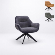 Fauteuil Akke stof Hunter met zwarte poten - MaxLiving fauteuil